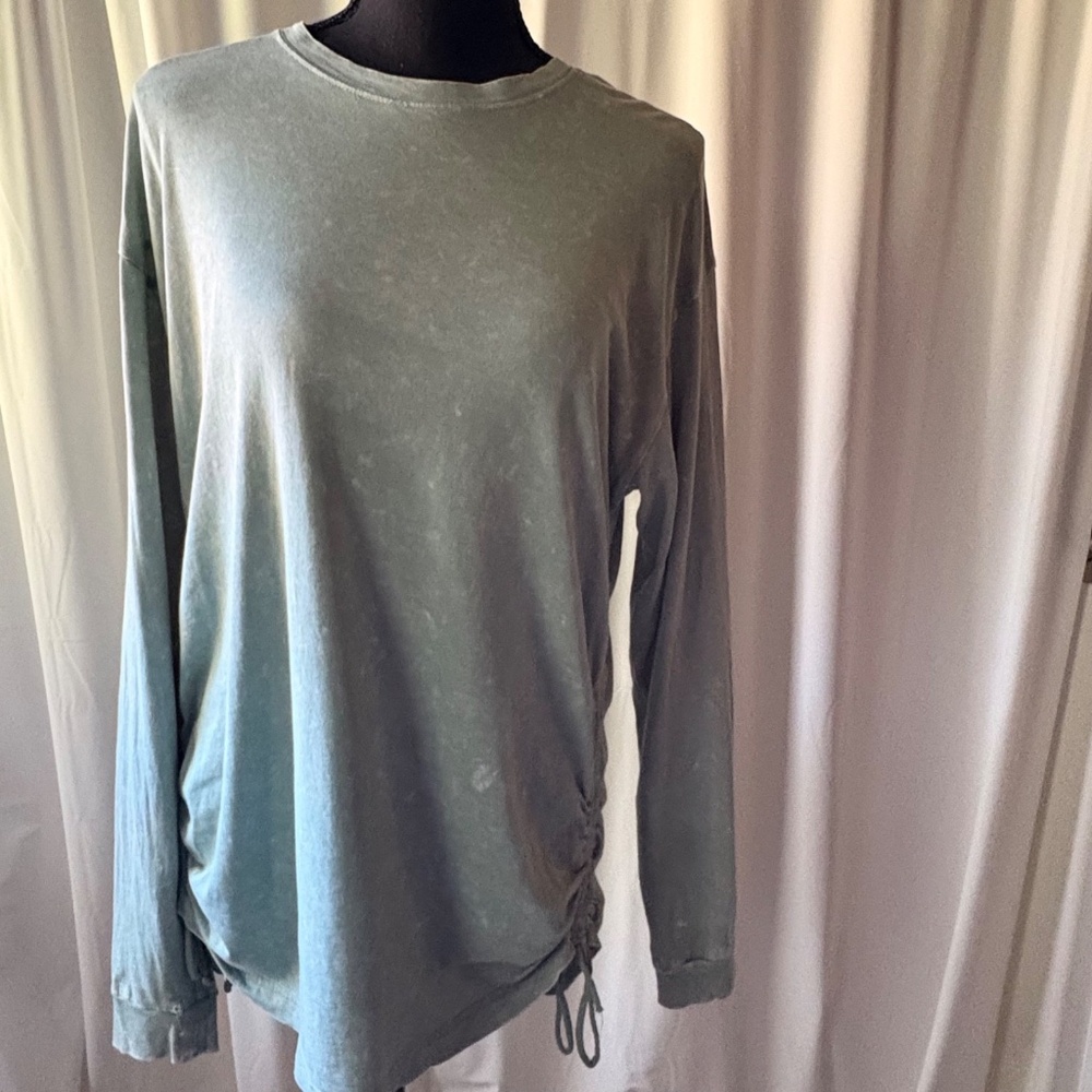 PINK Kinder to the Planet Green Ruched Side Long Sleeve Mini Dress Size Small